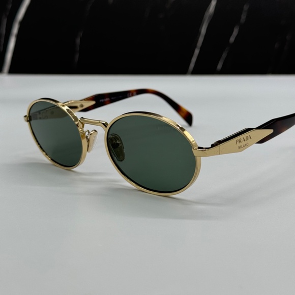 NEW SPR 65Z ZVN70L PRADA GOLD GREEN PR65ZS ZVN70L OVAL UNISEX SUNGLASSES - Picture 8 of 14